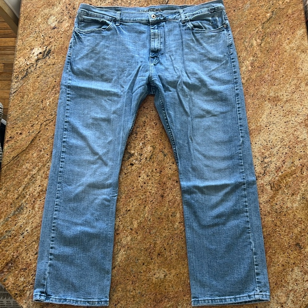 Nautica Jeans Mens 40x30 Blue Straight Fit/Stretch Denim
